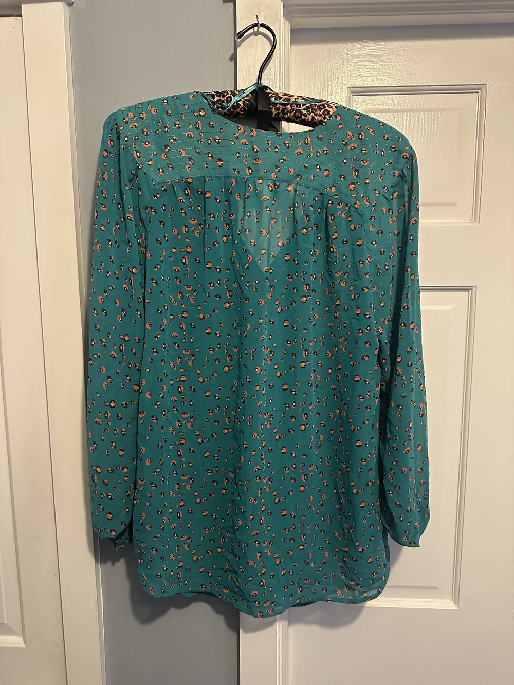 Bellatrix Teal Floral-Print Button-Front Blouse - Picture 3 of 3